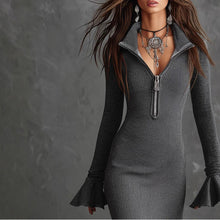 Load image into Gallery viewer, Women's Half Zip Bodycon Dress