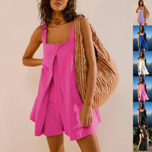 Load image into Gallery viewer, Square Collar Jumpsuit - Summer Shorts Suspender Skirt