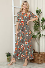 Load image into Gallery viewer, Floral Round Neck Short Sleeve Maxi Tee Dress – Casual and Comfortable Floral Maxi Dress with Relaxed Fit and Short Sleeves