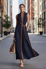 Load image into Gallery viewer, Women's Patchwork Cardigan & Wide Leg Pants Set | Colorblock Linen