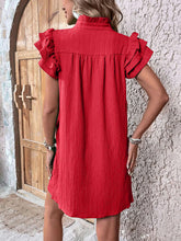 Load image into Gallery viewer, Elegant Ruffled Cap Sleeve Mini Dress Feminine & Flowy Summer Dress