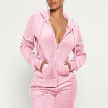 Load image into Gallery viewer, Zip Pocket Drawstring Hooded Crop Top & Slim Fit Pocket Pants