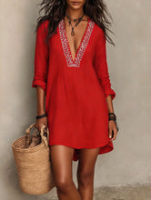 Load image into Gallery viewer, V-Neck Short-Sleeve Pleated Solid-Color Maxi Dress | 7 Colors