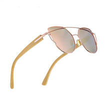 Load image into Gallery viewer, Modern Cat Eye Sunglasses for Women Polarized Sunglasses with metal frame and natural Bamboo wood frame Fashion Style