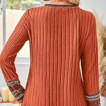 Load image into Gallery viewer, Women's Elegant Geometric Pattern Pullover - Lightweight Long Sleeve Button Blouse