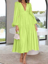 Load image into Gallery viewer, Lightweight Deep V-Neck Balloon Sleeve Maxi Dress Elegant & Flowing Silhouette Unique Dress
