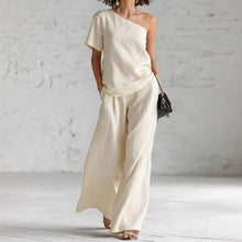 Load image into Gallery viewer, Women's Wide-Leg Pants & Top Set – 2-Piece Three-Quarter Sleeve Outfit