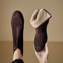 Load image into Gallery viewer, Women’s Fleece-Lined Ankle Boots – Round Toe Low Heel Winter Boots