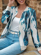 Load image into Gallery viewer, Lightweight Printed Zip-Up Jacket with Baseball Collar and Casual Fit