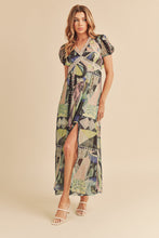 Load image into Gallery viewer, Lace Detail Slit Geometric Print Short Sleeve Maxi Comfortable Dress For Women, Elegant Lace, Alluring Slit, Sophisticated Geometric Print for Casual & Dressy Occasions
