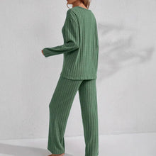 Load image into Gallery viewer, Women’s Ribbed Long Sleeve Top and Pants Loungewear Set