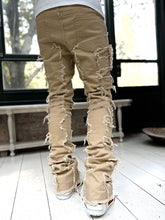 Load image into Gallery viewer, Patched Pants Long Tight Fit Stacked Jeans