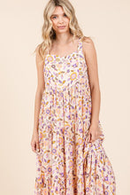 Load image into Gallery viewer, New Summer Flower Print Tiered Sleeveless Empire Maxi Dress – Elegant and Flattering Floral Dress with Empire Waist