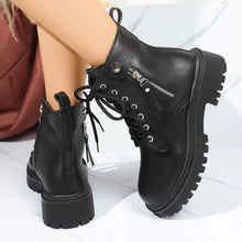Load image into Gallery viewer, Round Toe Block Heels Boots with Mid-Heel Comfort