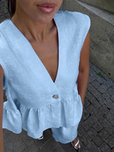 Load image into Gallery viewer, Women’s Cotton V-Neck Sleeveless Vest and Wide-Leg Pants Set