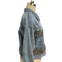Load image into Gallery viewer, Women's Cropped Distressed Denim Jacket