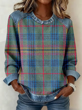 Load image into Gallery viewer, Denim Collar Patchwork Pullover Knitwear Top – Women’s Street Style