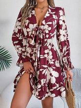 Load image into Gallery viewer, Feminine Lilac Ruffled Printed Long Sleeve Dress Summer Cute Midi Dress
