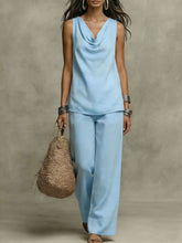 Load image into Gallery viewer, Women's Slash-Neck Sleeveless Tank Top & Casual Pants Set