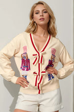 Load image into Gallery viewer, Nutcracker Sequin Bow Decor Cardigan