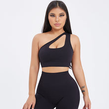 Load image into Gallery viewer, Seamless One-Shoulder Bra & Scrunch Leggings Set - High Waisted Yoga Pants