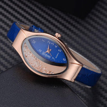 Load image into Gallery viewer, Women Fashion Luxury Watch Leather Strap Women Bracelet Clock Ellipse Rhinestone PU Sport Quartz Watch Wrist Watches For Women and Girls