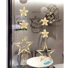 Load image into Gallery viewer, Christmas 3Pcs LED Star Hanging Lights For Home Decor Suction Cup Battery Powered