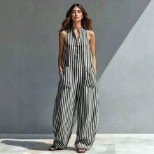 Load image into Gallery viewer, V-Neck Sleeveless Striped Loose Cropped Jumpsuit | 3 Colors S–3XL