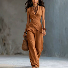 Load image into Gallery viewer, Women's V-Neck Crossover Tank Top & Casual Trousers Two-Piece Set