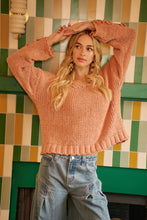 Load image into Gallery viewer, BiBi Chunky Knit Sweater with Flower Detail Sleeves