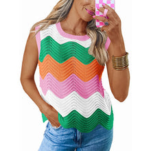 Load image into Gallery viewer, Women’s Rainbow-Striped Cropped Sweater Vest