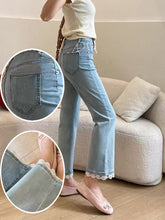 Load image into Gallery viewer, Light Blue Micro-Flare Lace Stretch Jeans for Women