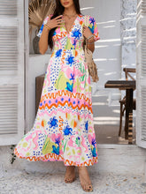 Load image into Gallery viewer, Elegant Printed V-Neck Short Sleeve Maxi Dress Beautiful Casual Women Long Dress