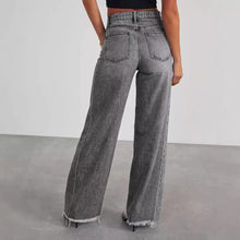 Load image into Gallery viewer, Mandotos Fashion High Waist Jeans With Pockets Slim Fit Straight Wide Leg Denim Pants