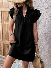 Load image into Gallery viewer, Elegant Ruffled Cap Sleeve Mini Dress Feminine & Flowy Summer Dress