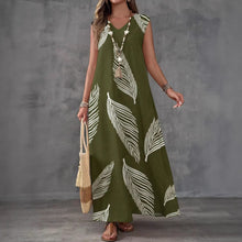 Load image into Gallery viewer, Printed V-Neck Sleeveless High-Waist Maxi Dress | 3 Colors