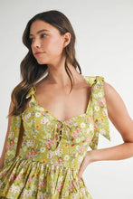 Load image into Gallery viewer, Floral Print Shoulder Tie Layered Mini Dress For Women – Fresh Floral Design, Fluttering Adjustable Shoulder Tie, Layered Mini Dress, Trendy Summer Outfit