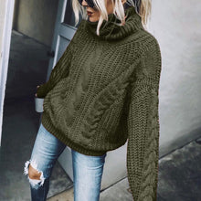 Load image into Gallery viewer, Women's Cable Knit Turtleneck Sweater