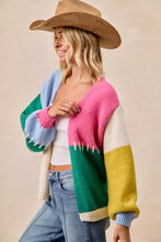 Load image into Gallery viewer, BiBi Color Block Open Front Sweater Cardigan