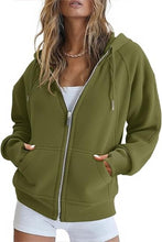 Load image into Gallery viewer, Women’s Zip Up Crop Sweatshirt – Fleece Lined Casual Hoodie