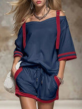Load image into Gallery viewer, Women's Summer Contrast Color-Block Patchwork Shorts Set – 2-Piece