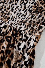 Load image into Gallery viewer, Brown Leopard Print Puff Sleeve Ricrac Maxi Dress