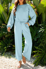 Load image into Gallery viewer, Solid Puff Sleeve Top and Drawstring Pants Set
