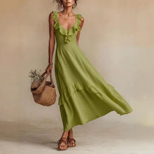 Load image into Gallery viewer, Sleeveless Ruffle Detail High-Waist Maxi Dress – 7 Colors, S–3XL