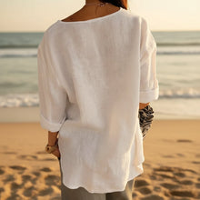 Load image into Gallery viewer, Women's V-Neck Long-Sleeve Button Top – Loose Fit Casual Blouse