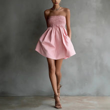Load image into Gallery viewer, Women's Strapless Tube Mini Dress – Solid Color Elastic Waist