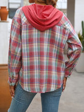 Load image into Gallery viewer, Plaid Buttoned Long Sleeve Hooded Jacket for Women – Cozy & Stylish Cotton-Blend Outerwear