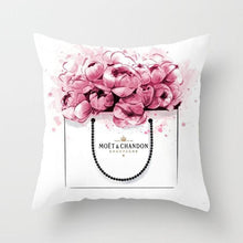 Load image into Gallery viewer, Fancy Theme Pillow Cover Hand Painted Flowers Camera Super Soft Chair Cushion Cover For Home Decoration Pink Flowers Digital Print Pillow Cover Queen Cushion Cover Book Vase Decor Throw Pillow Case Fancy Theme Decorative Accent Pillow 45X45cm