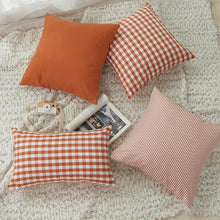 Load image into Gallery viewer, Farmhouse Plaid Striped Linen Cotton Pillow Covers Outdoor Plaid Square Pillow Cushion Case Cotton Linen Throw Pillow Covers Sofa Chair Decorative Cotton Cushions Cover Red Green Blue Pillowcase