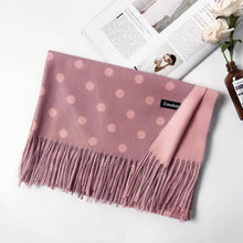 Load image into Gallery viewer, Fashion Autumn Winter Warm High Quality Long Soft Cashmere Hijabs Scarves Dot Pattern Tassels Elegant Thicken Wrap Shawl Ladies Lightweight Escharpe Soft Wool Cashmere Muffler For Women